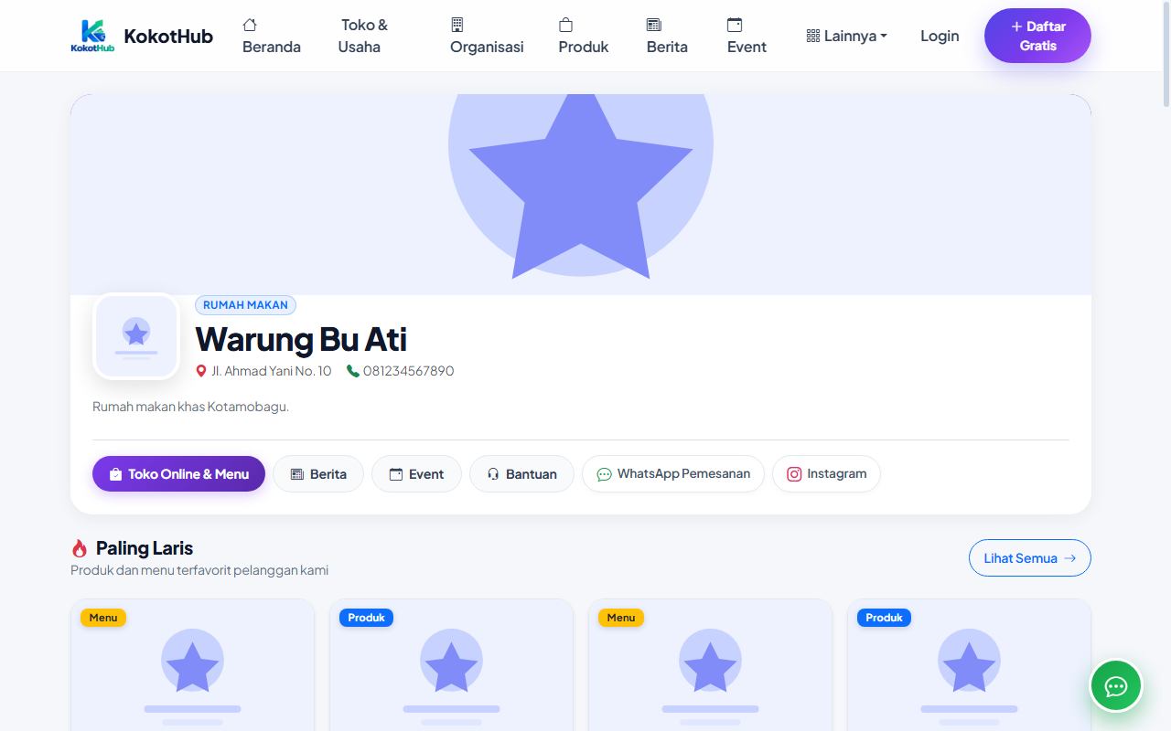 Profil tenant publik