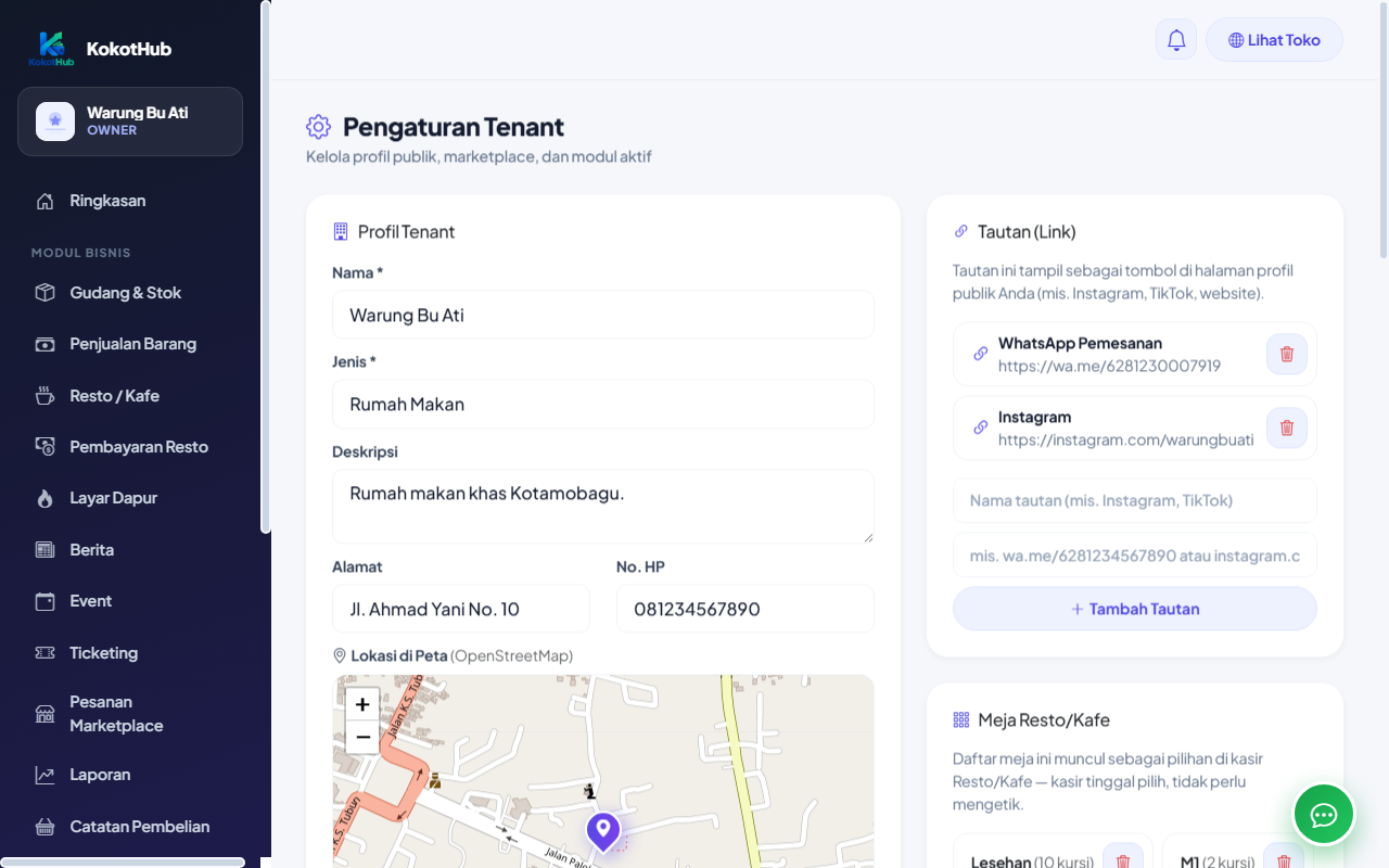 Pengaturan profil tenant