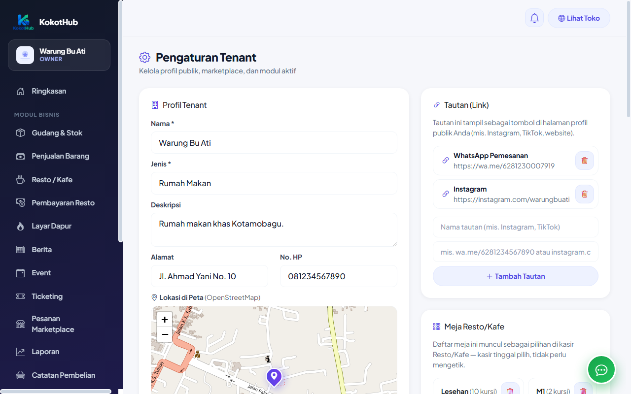 Peta lokasi tenant