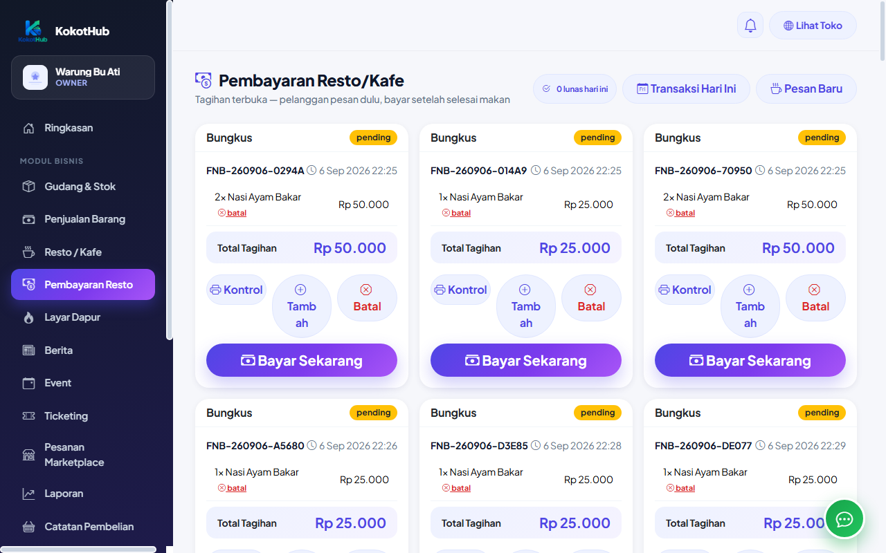 Pembayaran resto