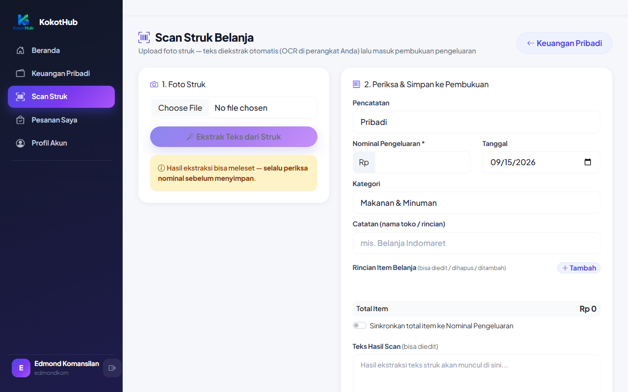 Scan struk belanja OCR